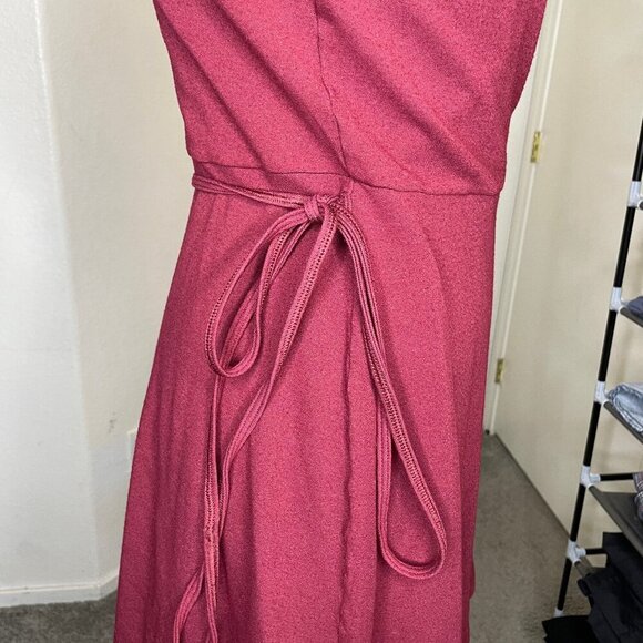 American Apparel Women's Burgundy Ponte Margot Long Sleeve Wrap Dress Size Large - Picture 5 of 9